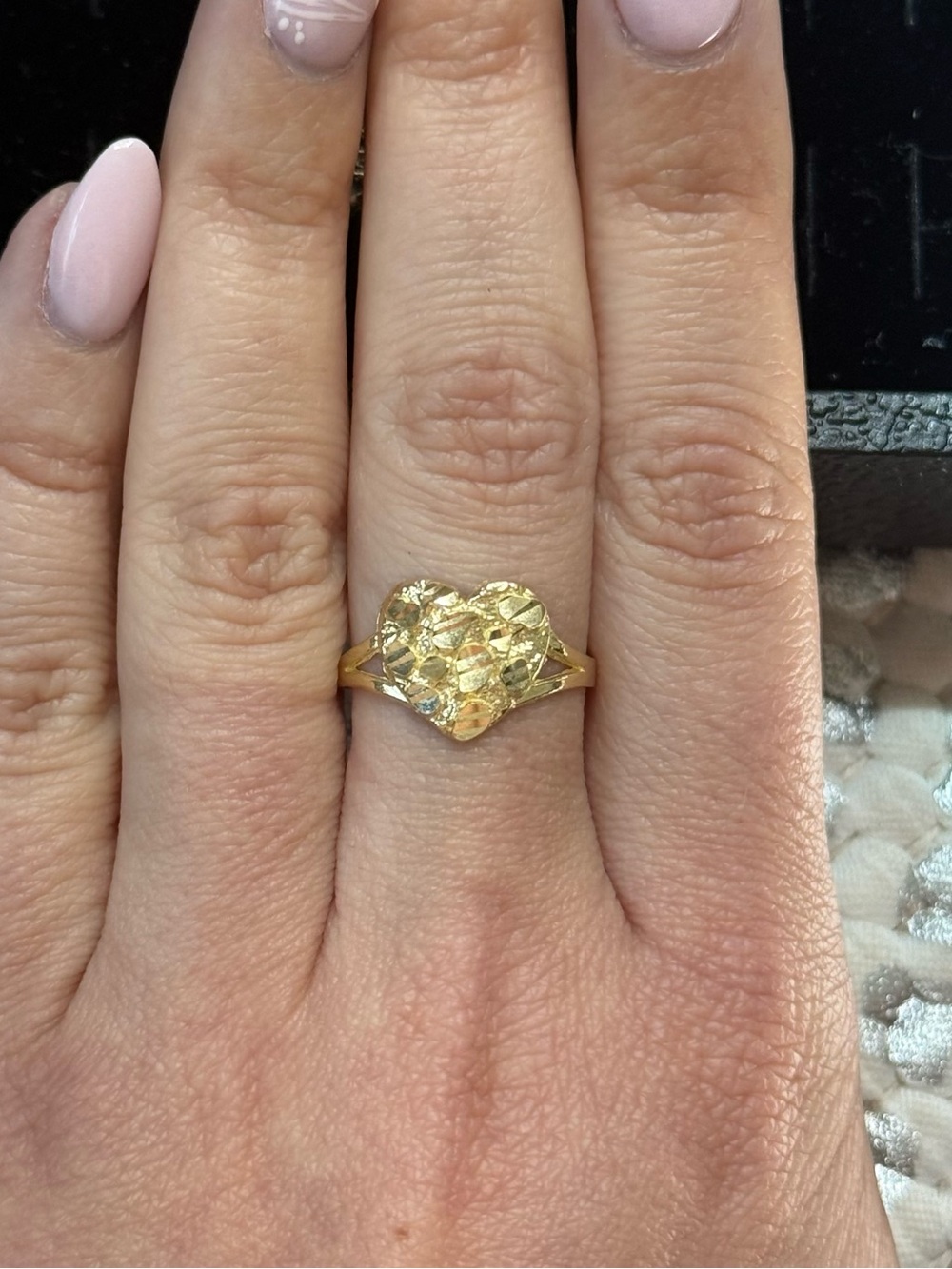 Dainty 10k Heart Nugget Ring